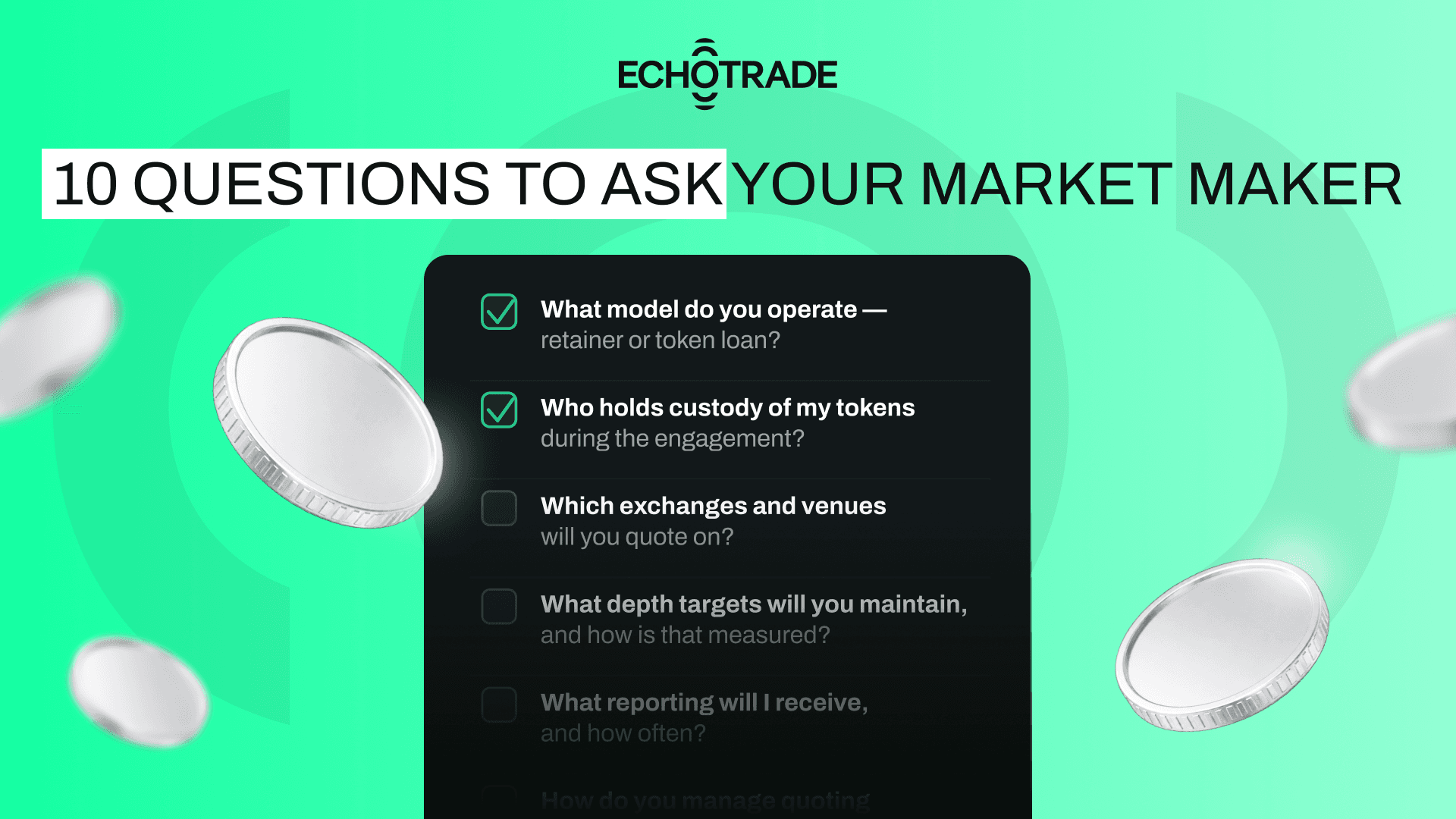 Ten due diligence questions to ask a crypto market maker before signing